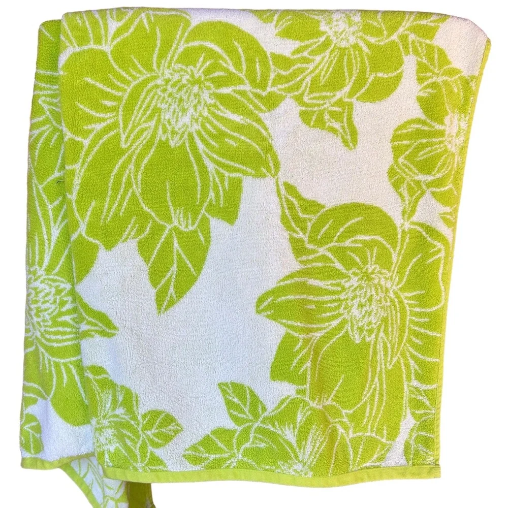 Acacia swimwear x slowtide collab beach towel in neon magnolia print